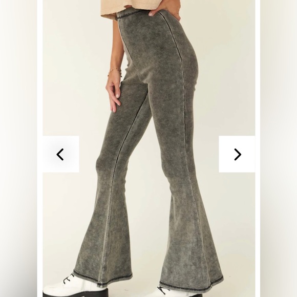 NWOT Acid-Washed Ribbed Flare Bell Bottom Pants - Picture 6 of 6